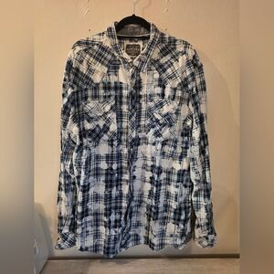 Buckle BKE Vintage 1967 Disressed Men's Blue Plaid Buttondown Shirt - XXL